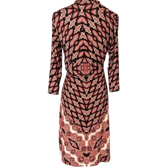 Antonio Melani patterned dress. Stretchy, faux wrapped skirt. Cowel neck. Size S - Picture 2 of 9